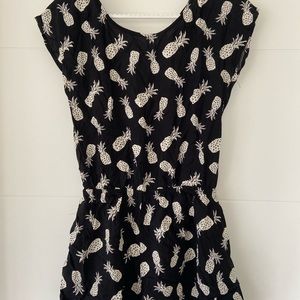 Black and white pineapple pattern romper. Size M.